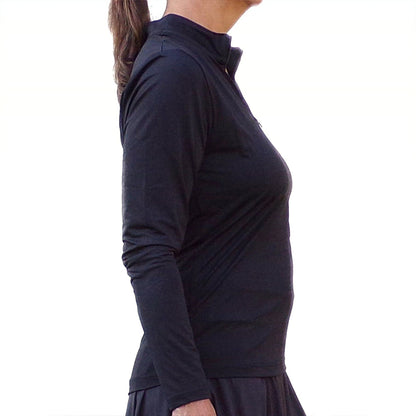 Picckleball Bella 1/4 Zip Long Sleeve Black