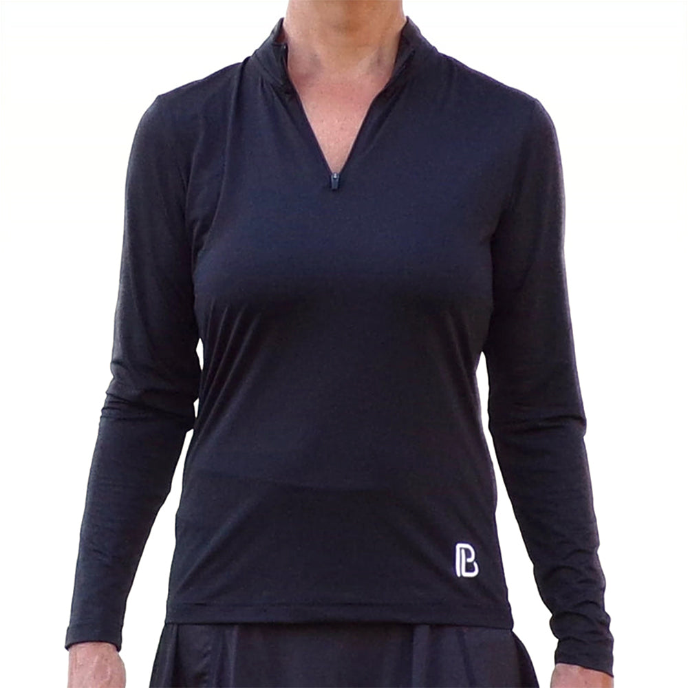 Picckleball Bella 1/4 Zip Long Sleeve Black
