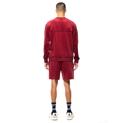Sergio Tacchini Bandiera Debossed Velour Crewneck | Rhubarb