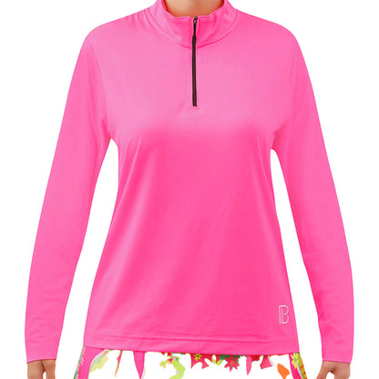 Picckleball Bella 1/4 Zip Long Sleeve Hot Pink