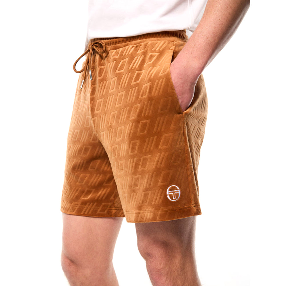 Sergio Tacchini Bandiera Debossed Velour Short | Sugar Almond