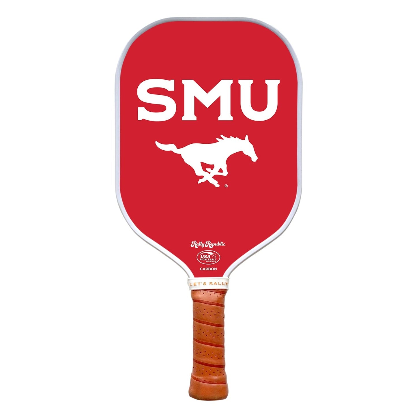 Rally Republic Pickleball SMU Mustangs Red Stacked SMU Mark Pickleball Paddle