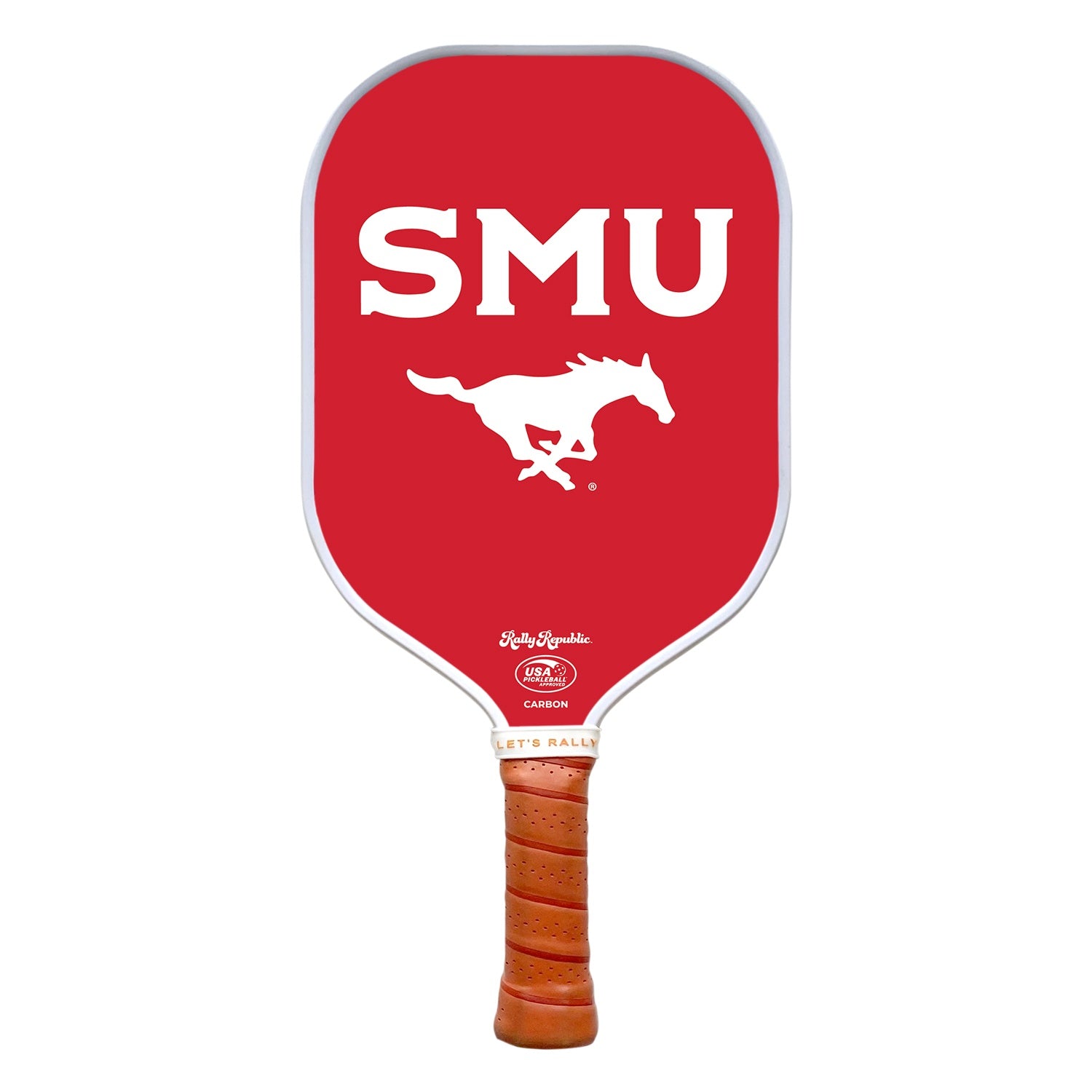 Rally Republic Pickleball SMU Mustangs Red Stacked SMU Mark Pickleball Paddle