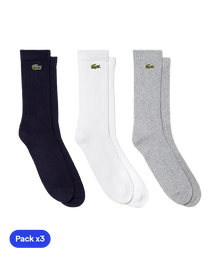 Socks Lacoste Sport Blanco/Gris/Azul (Pack x3)