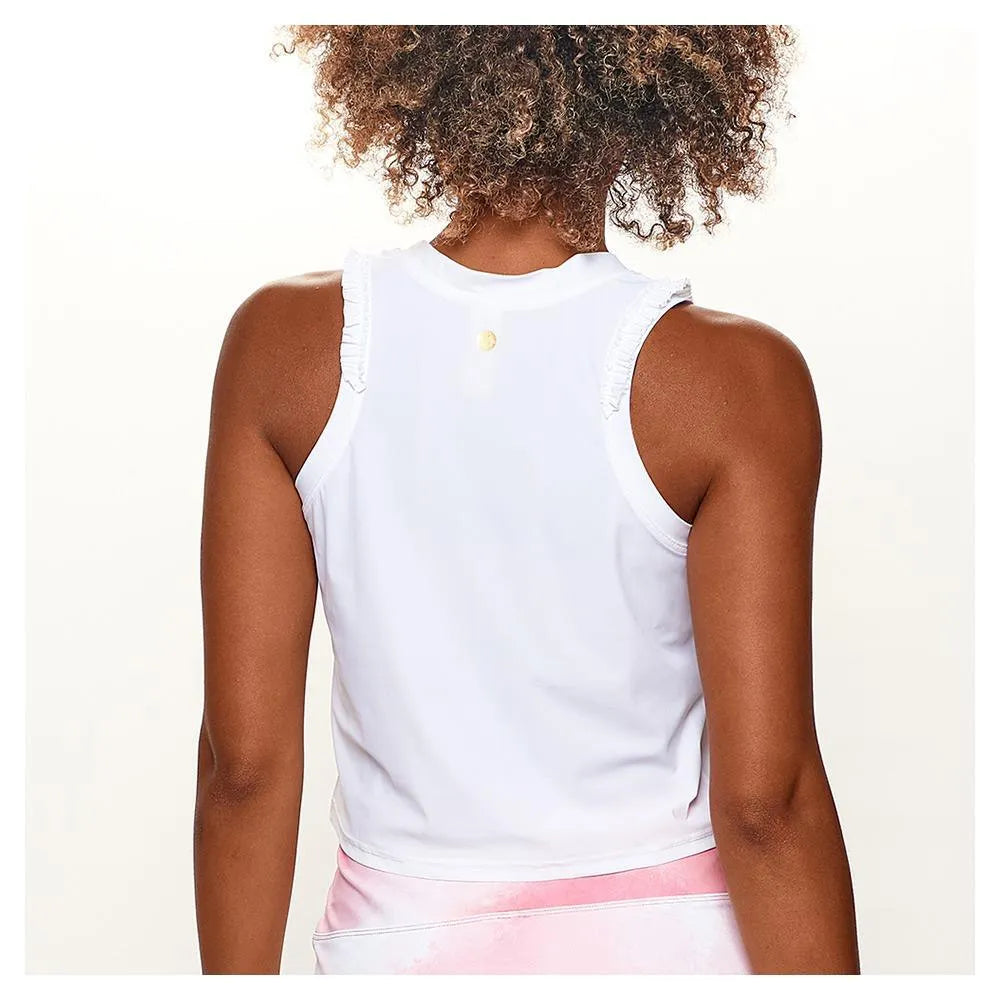 Women's Ruffle Crop Tennis Tank White-Apparel-Bobbe-RCTT-WTF24-21-Tennis Express