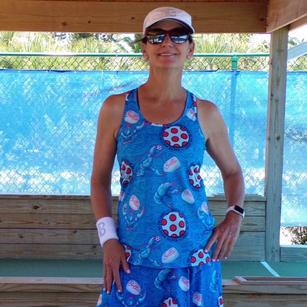 Picckleball Bella Racerback Tank Lobster Monster