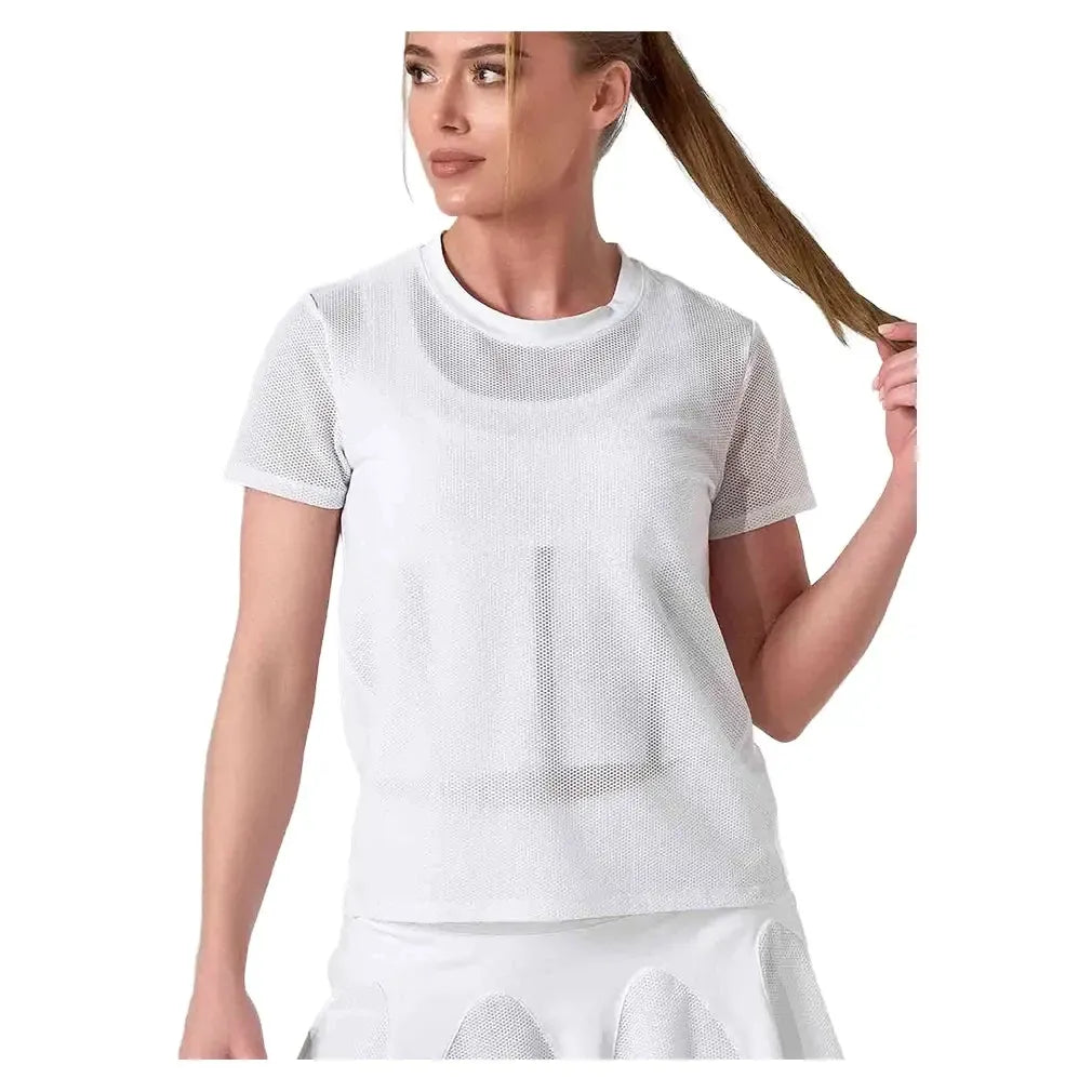 Women's Baila Short Sleeve Tennis Top White-Apparel-Inphorm-S25006-001F25-Tennis Express
