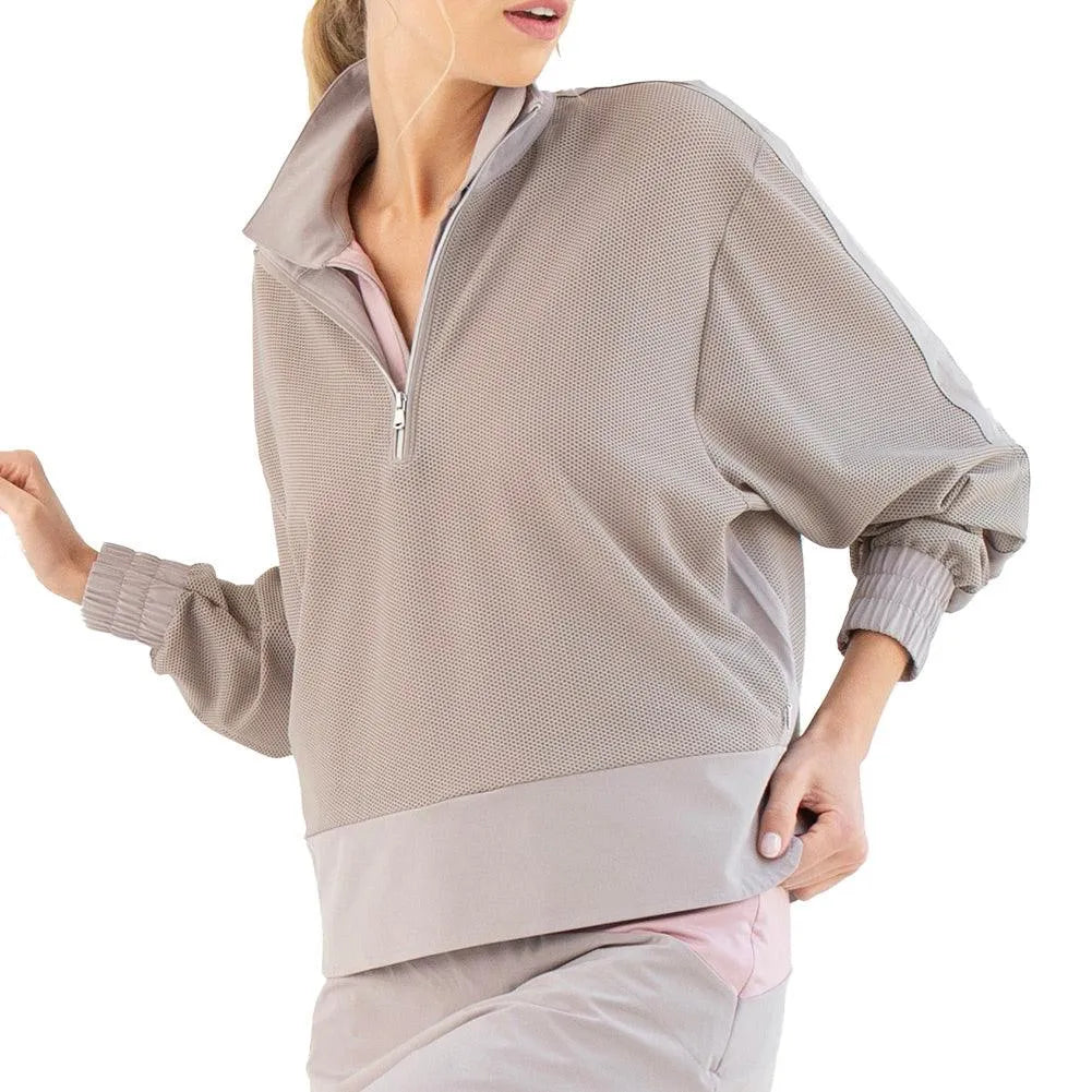 Women's Baila Half Zip Tennis Top Latte-Apparel-Inphorm-S25024-2511S25_3c7af008-7076-41c2-b879-01940ea35f5b-Tennis Express