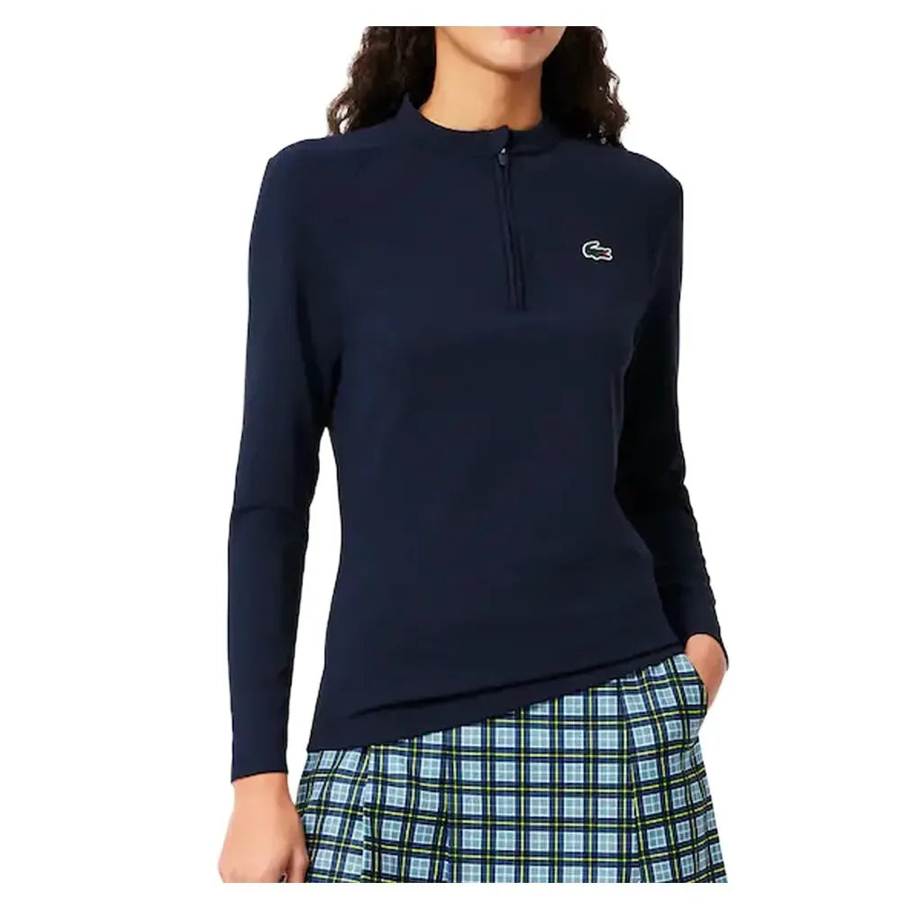 Women's UV Protect Tennis Sweatshirt-Apparel-Lacoste-SF7518-B-Navy-Tennis Express