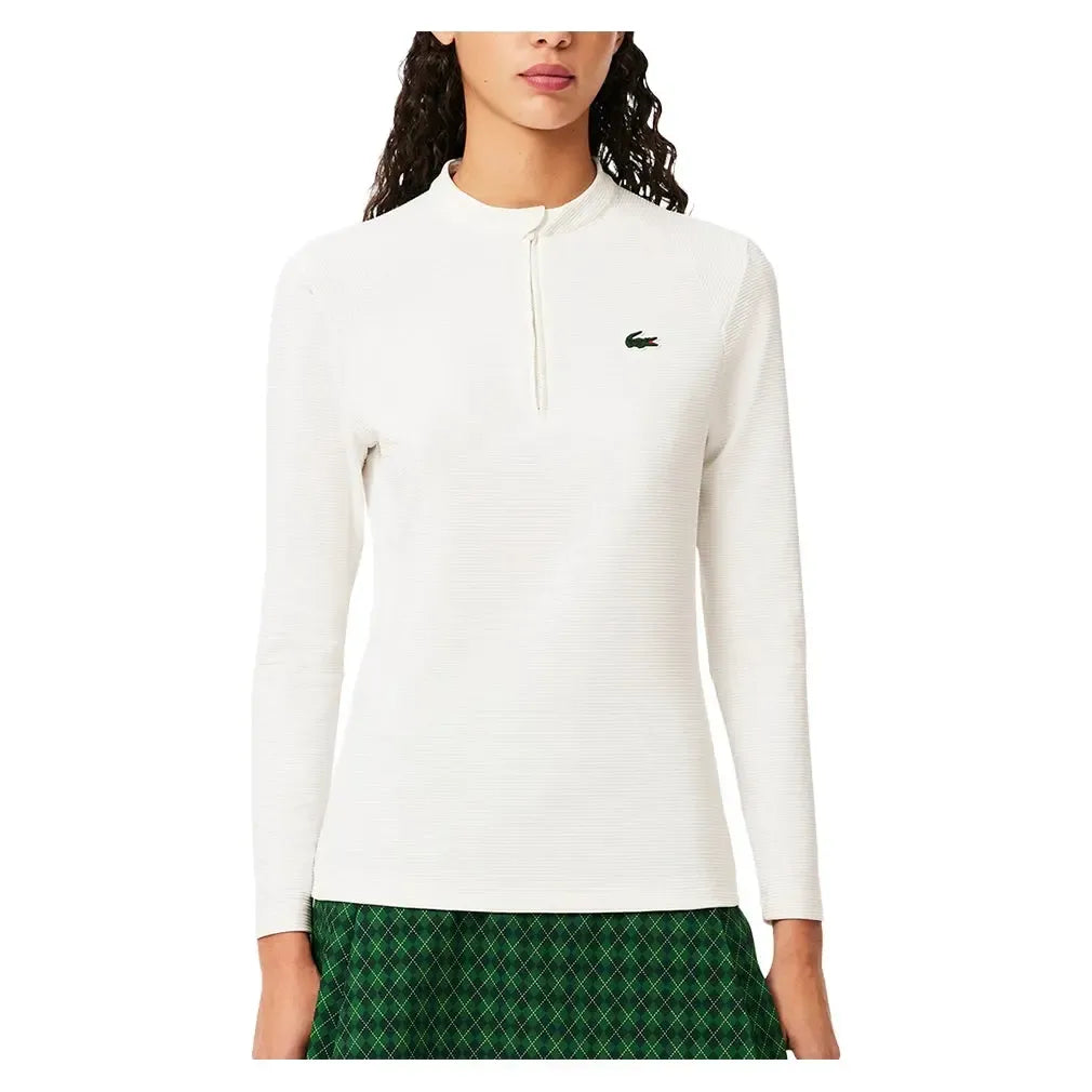 Women's UV Protect Tennis Sweatshirt-Apparel-Lacoste-SF7518-B-White-Tennis Express