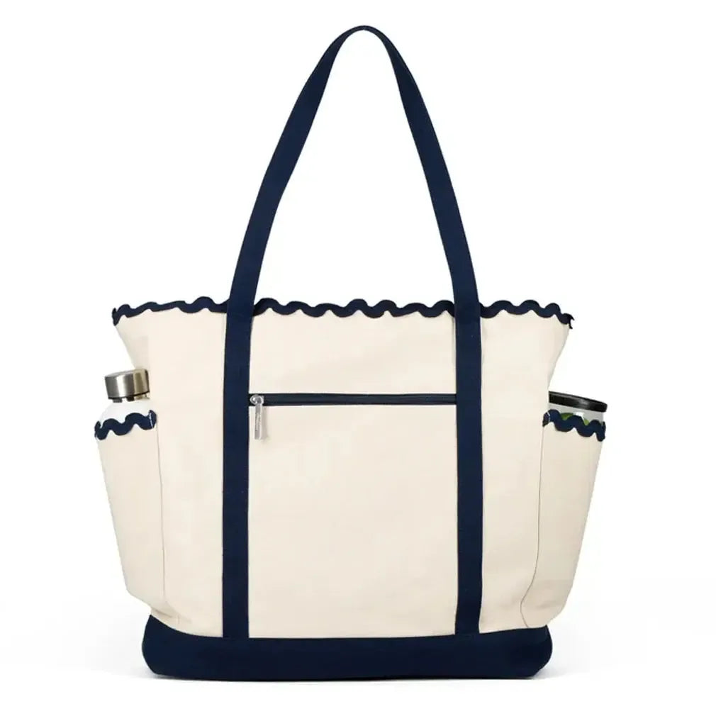 Women's Scalloped Tennis Tote Navy-Bags-Ame and Lulu-STT-S25-3-Tennis Express