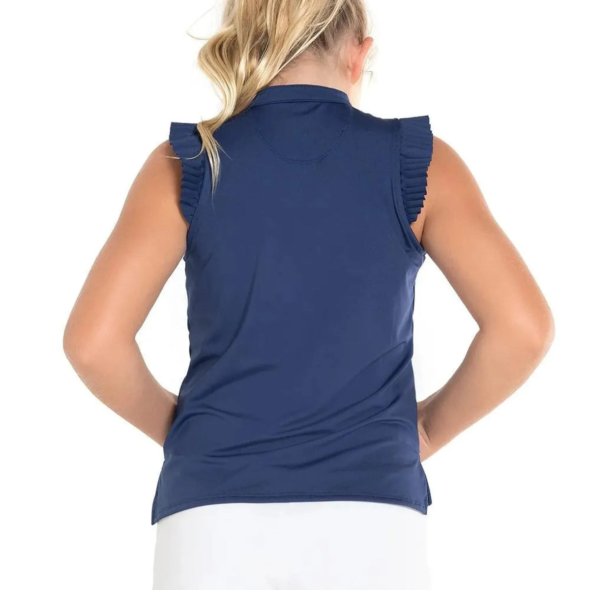 Girl's Pleat Me Up Tennis Tank Navy-Apparel-Lucky In Love-T233-400S23-1-Tennis Express