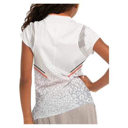 Girls' Wild Cat Short Sleeve Tennis Top White