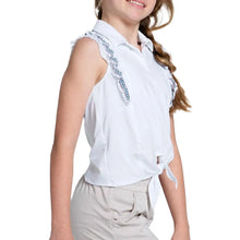 Girls' Lucky Stripe Tie Tennis Polo White