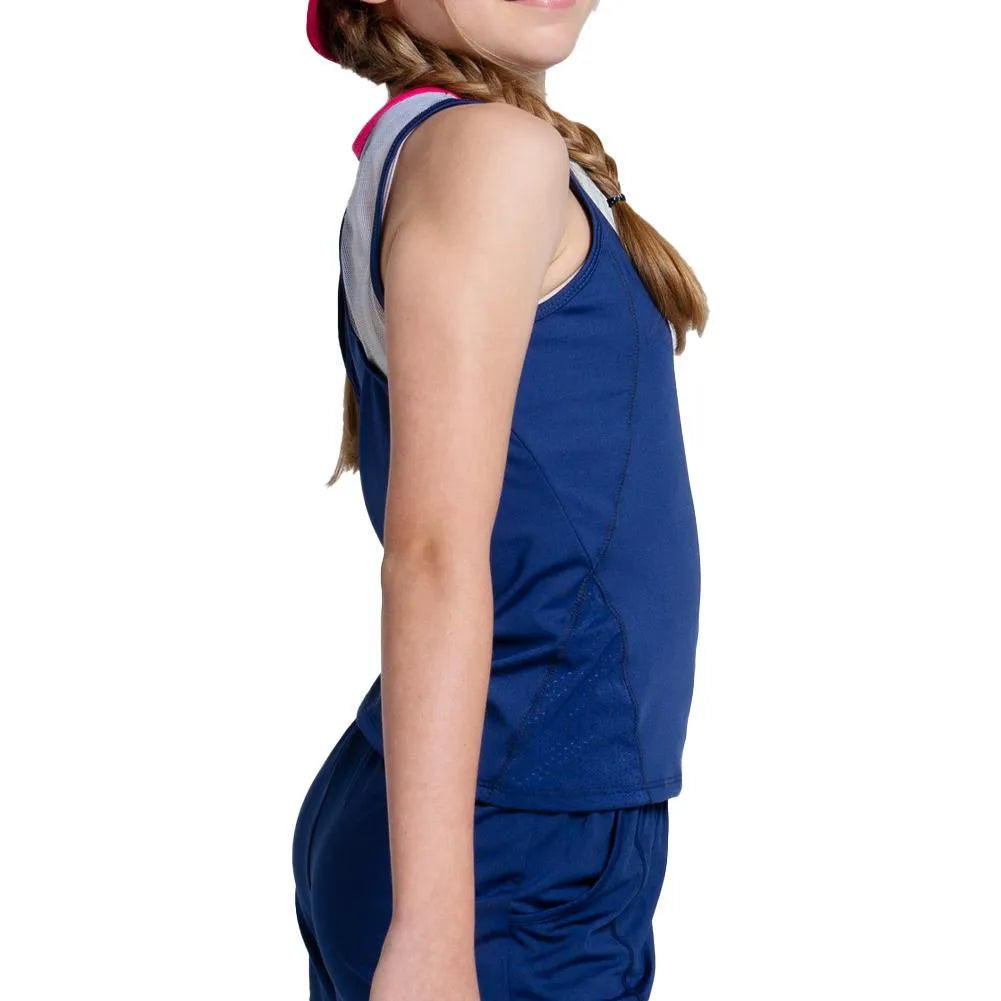 Girls' Shimmer Tennis Tank Blueberry-Apparel-Lucky In Love-T298-460F24-1-Tennis Express