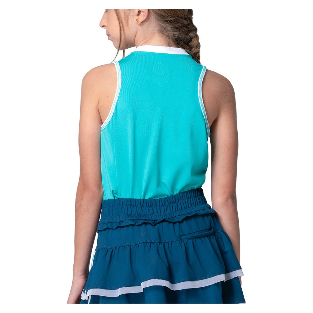 Girls' Henley Tennis Tank Aquamarine