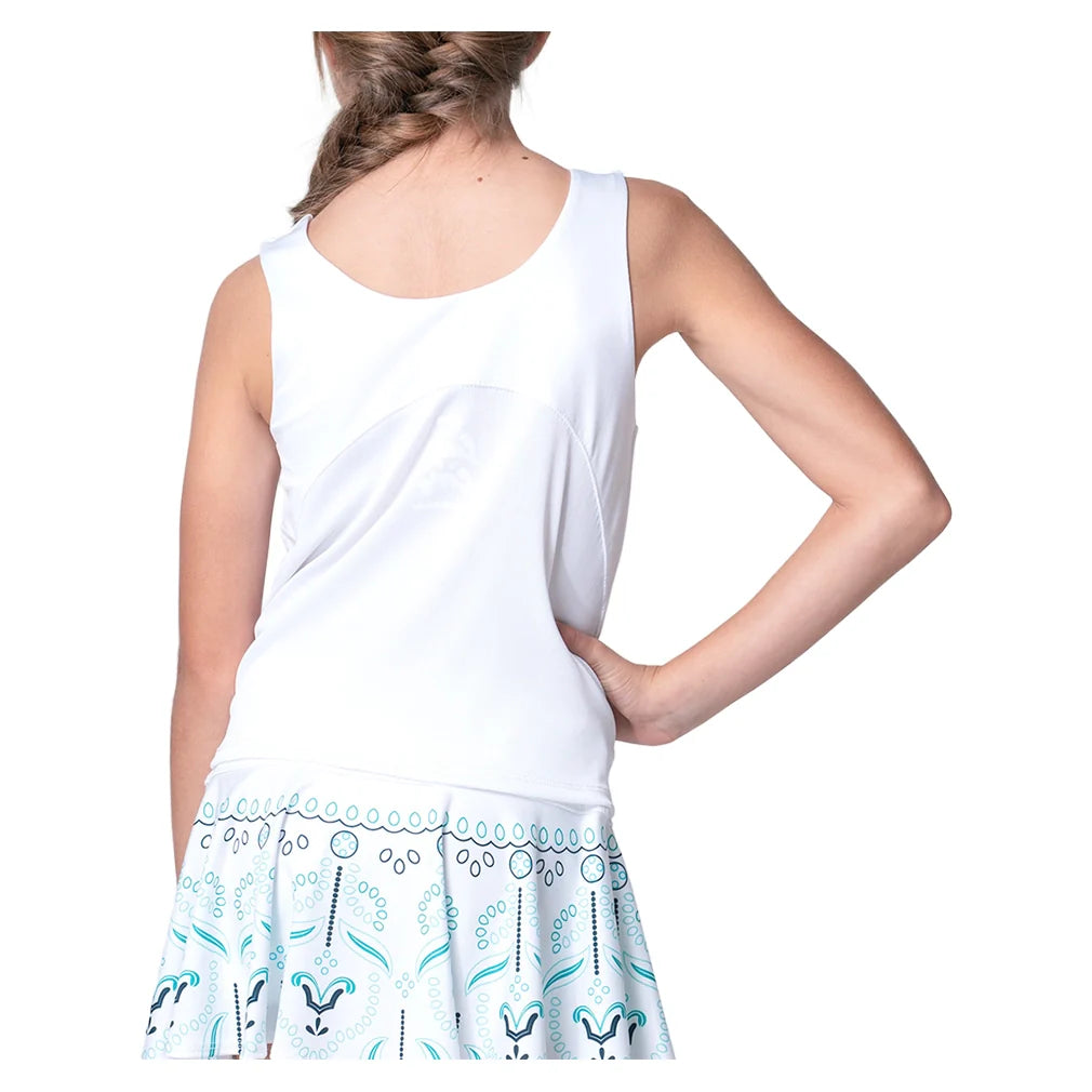 Girls' Eyelet Love Win Tennis Tank White