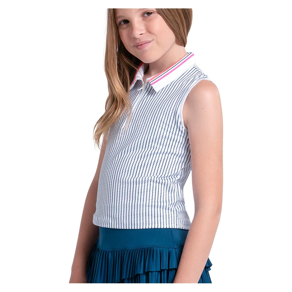 Girls' Glow Point Tennis Polo Tank White