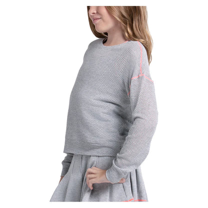 Girls' Chill Day Long Sleeve Tennis Top Heather Grey