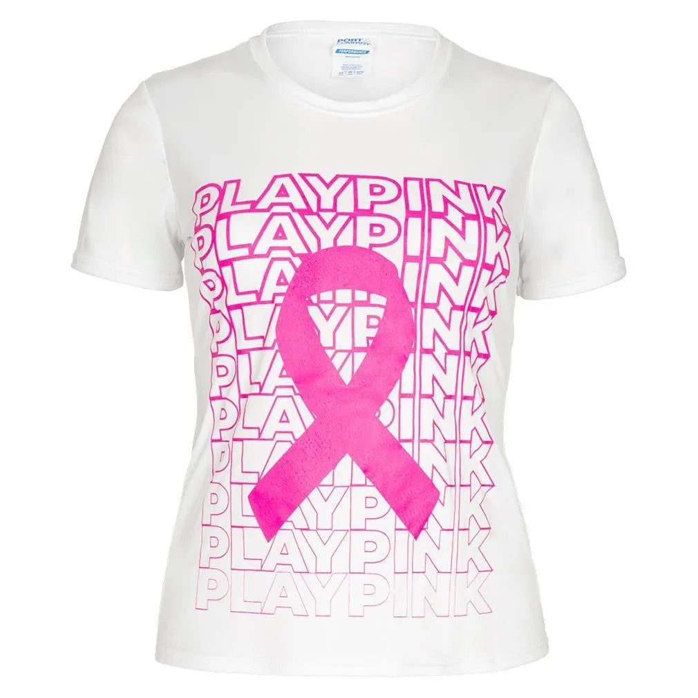 Women's Play Pink Performance Tee White-Apparel-TENNIS EXPRESS-TEPLAYPINKWH-1-Tennis Express