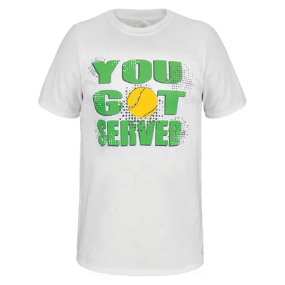 You Got Served Unisex Tennis Tee White-Apparel-TENNIS EXPRESS-TESERVED18-1-1-[Sku]-Tennis Express