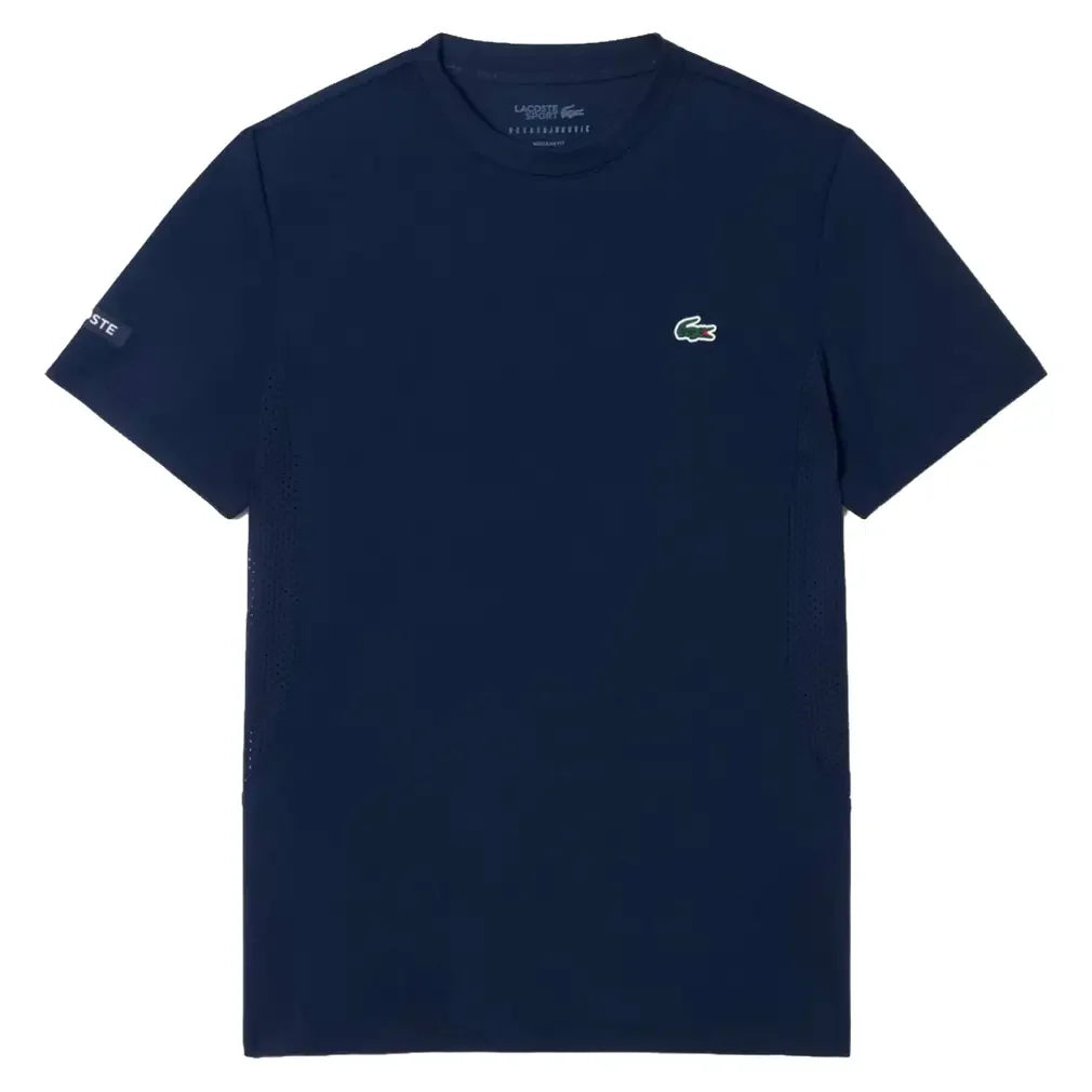Men's Novak Djokovic Tennis T-Shirt Navy-Apparel-Lacoste-TH9973-166-1-Tennis Express