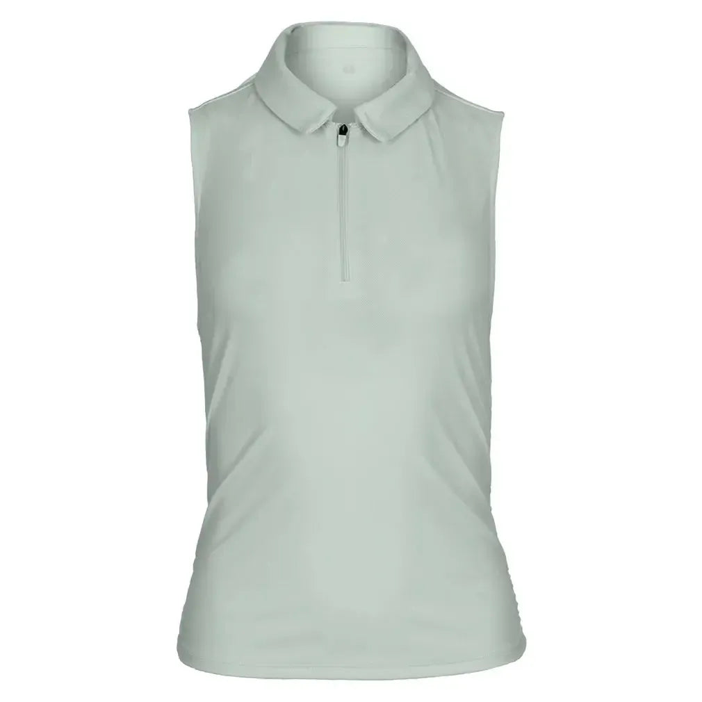 Women's Shirred Zip Polo Tennis Tank-Apparel-Thrive Societe-TK4096120-U25-1-Tennis Express