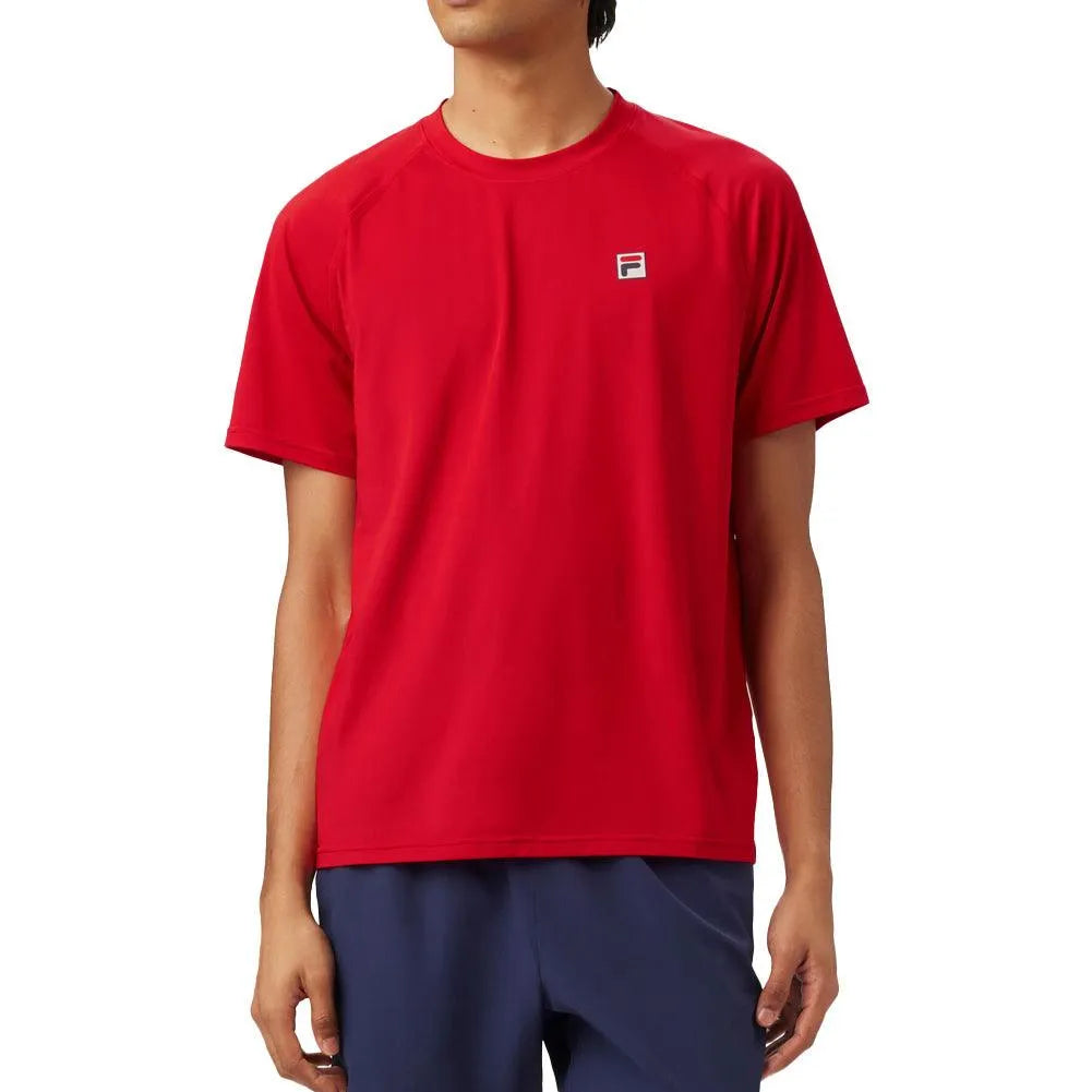 Men's Short Sleeve Tennis Crew-Apparel-Fila-TM431114-S25-Red-Tennis Express