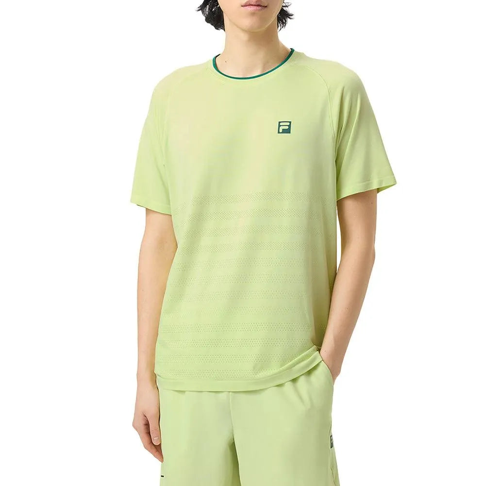 Men's Center Court Ace Seamless Tennis Crew Shadow Lime and Rainforest-Apparel-Fila-TM511111-303S25_f6bb2b2c-7669-4446-96f1-9f918831e0b1-Tennis Express