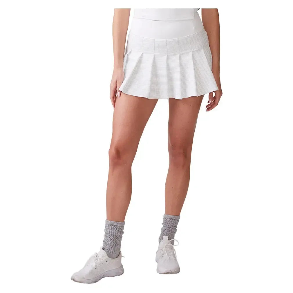 Women's Ottoman Knit Pleated Tennis Skort White