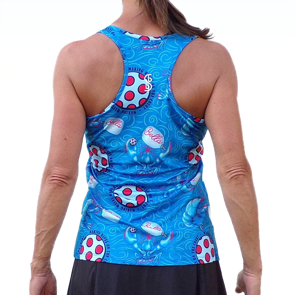 Picckleball Bella Racerback Tank Lobster Monster