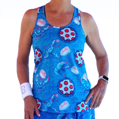 Picckleball Bella Racerback Tank Lobster Monster