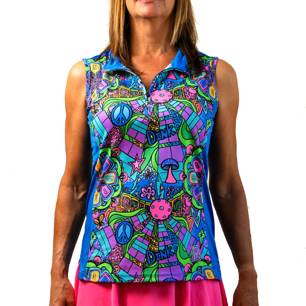 Picckleball Bella 1/4 Zip Sleeveless Groovy