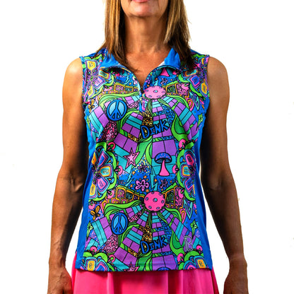 Picckleball Bella 1/4 Zip Sleeveless Groovy