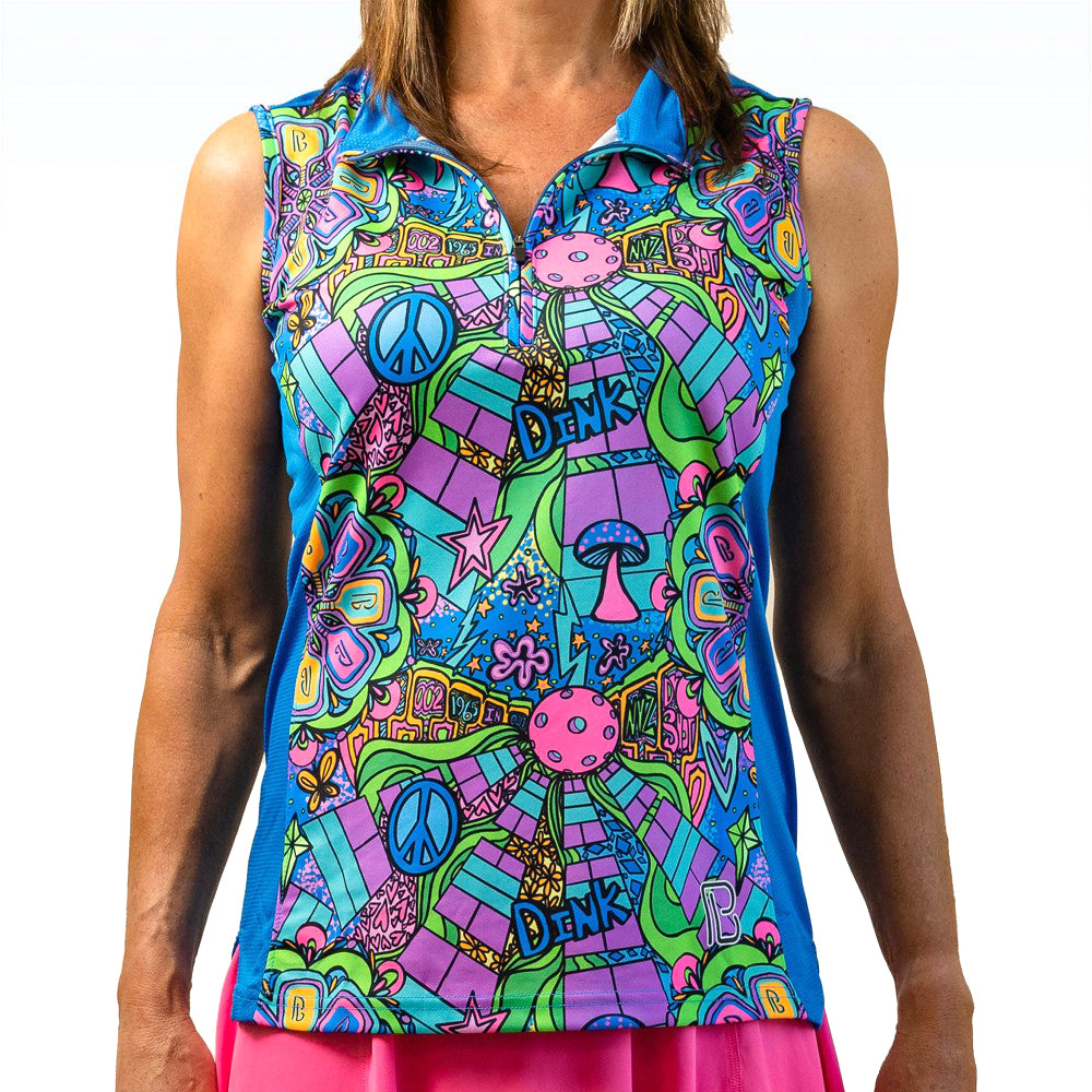 Picckleball Bella 1/4 Zip Sleeveless Groovy