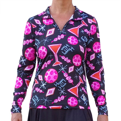 Picckleball Bella 1/4 Zip Long Sleeve Martini 2-4-1 Happy Hour