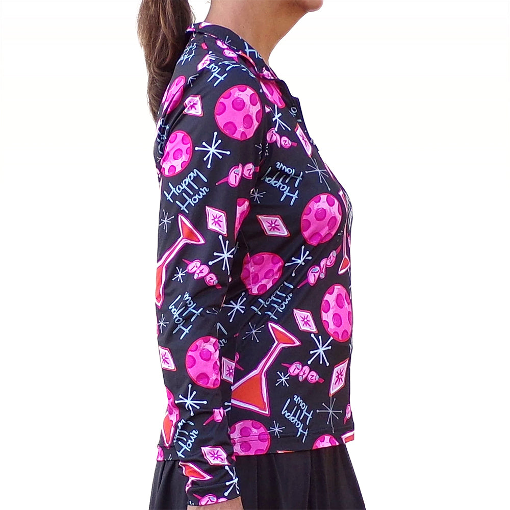 Picckleball Bella 1/4 Zip Long Sleeve Martini 2-4-1 Happy Hour