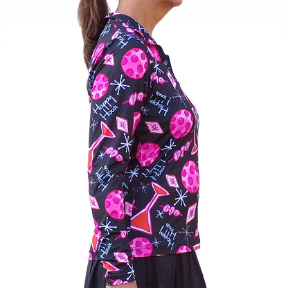 Picckleball Bella 1/4 Zip Long Sleeve Martini 2-4-1 Happy Hour