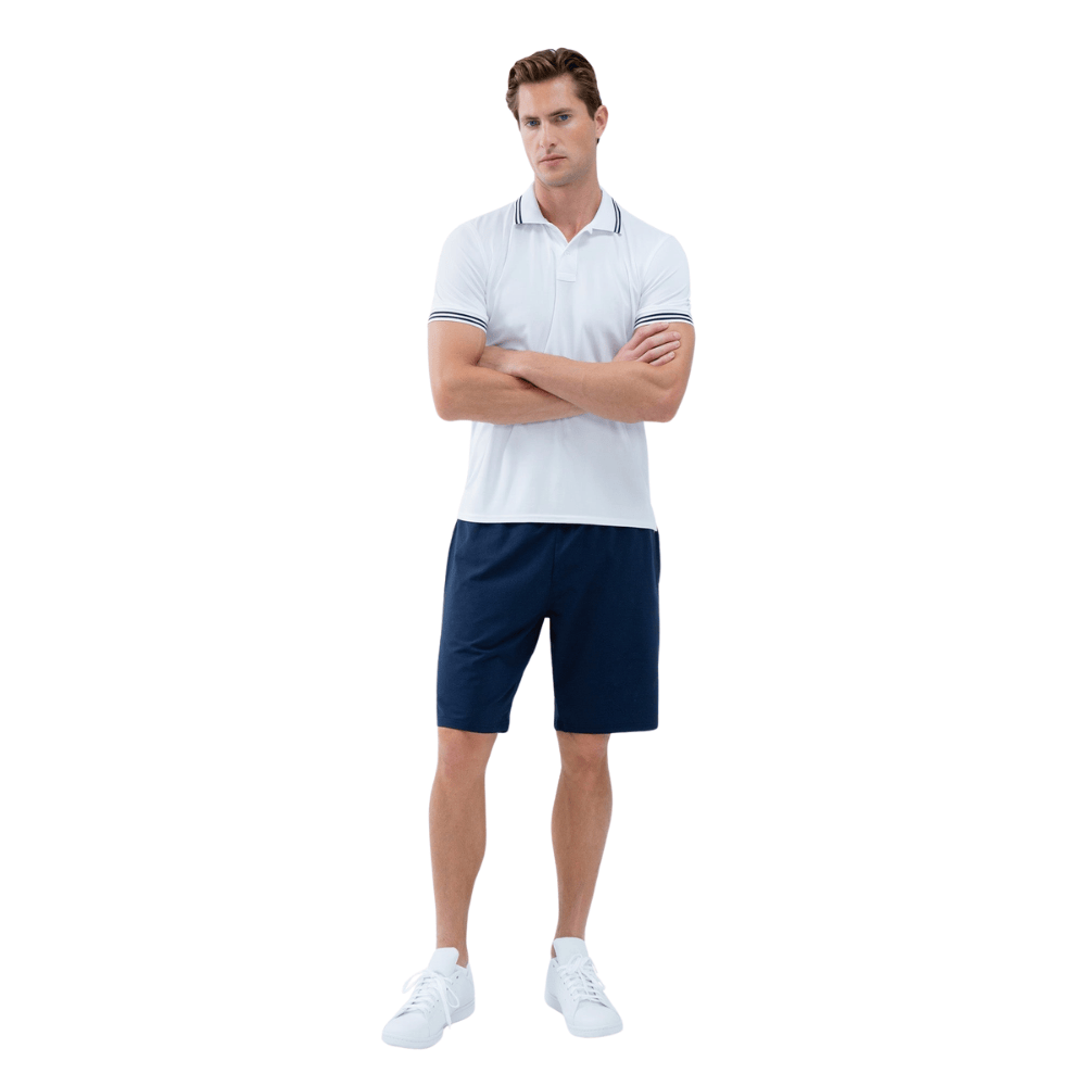 inPhorm NYC Performance Men's Classic Tennis Rib Collar Polo - White/Midnight