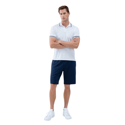 inPhorm NYC Performance Men's Classic Tennis Rib Collar Polo - White/Midnight