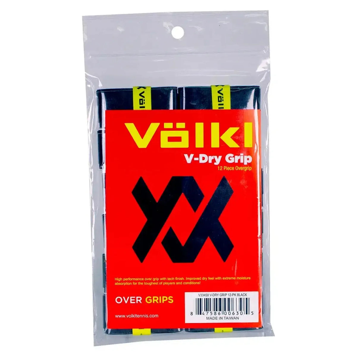 V Dry Tennis Overgrip 12 Pack-Accessories-Volkl-VDRY12PK-blk-1-Tennis Express