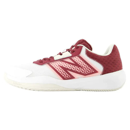 Women's 696v6 D Width Tennis Shoes White and Monarch Burgundy
