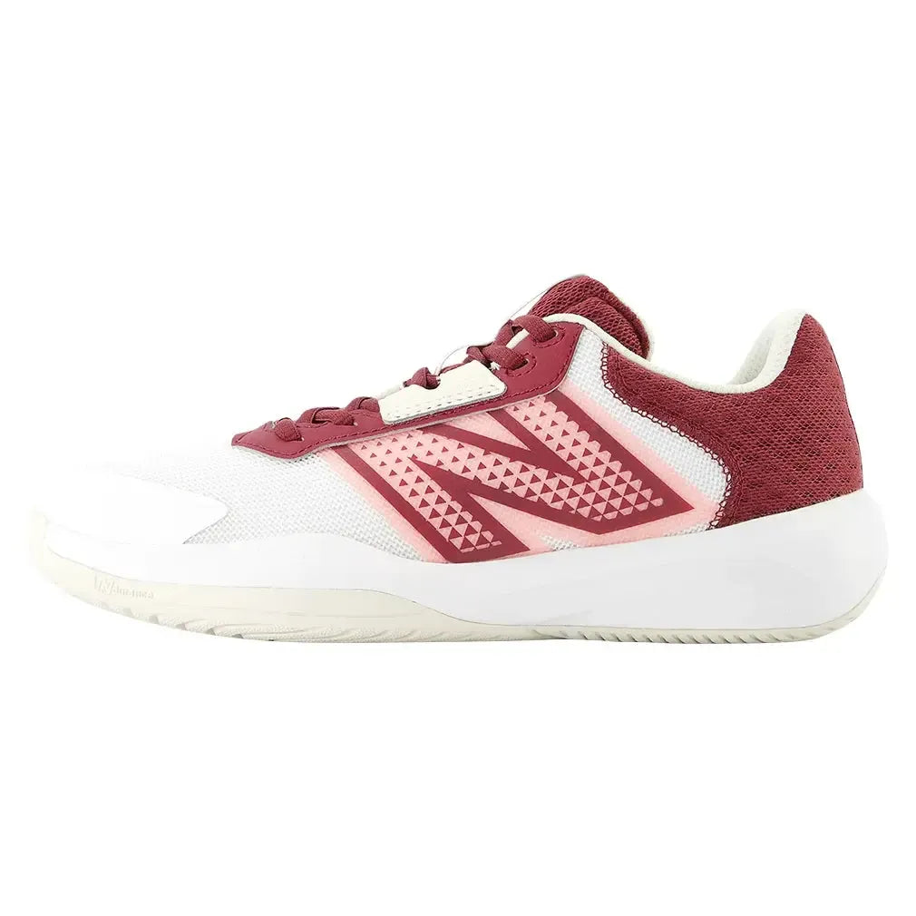 Women's 696v6 B Width Tennis Shoes White and Monarch Burgundy