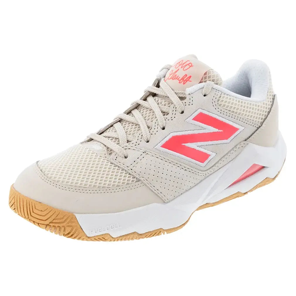 Women's Coco Delray D Width Tennis Shoes Bisque and Urgent Red-Footwear-New Balance-WCHCODUSD-F25-Tennis Express
