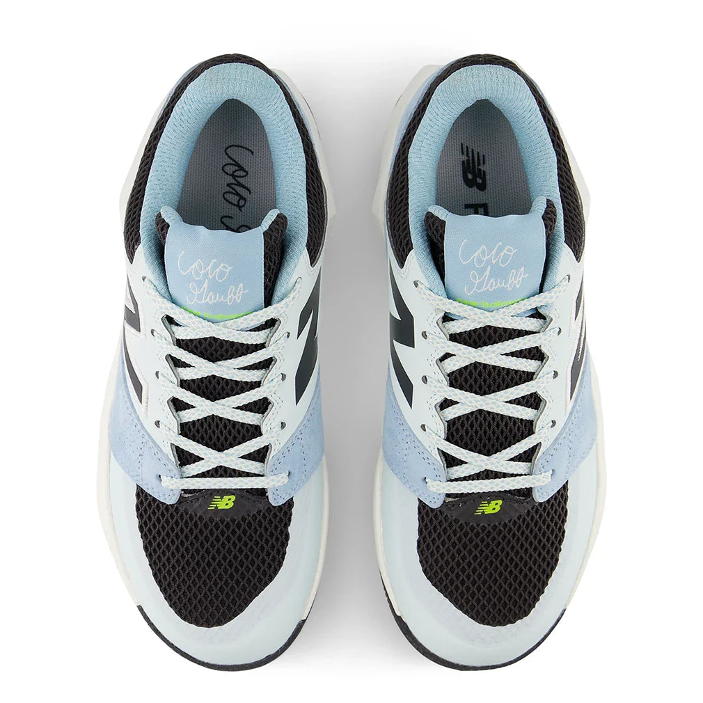 Women's Coco Delray B Width Tennis Shoes Glint Blue and Black