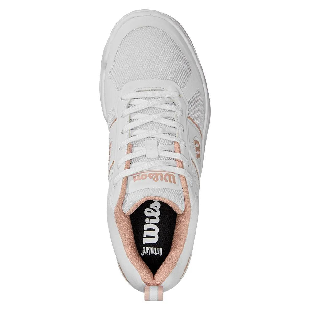 Women's Pickle Pro Pickleball Shoes White and Cameo Rose
