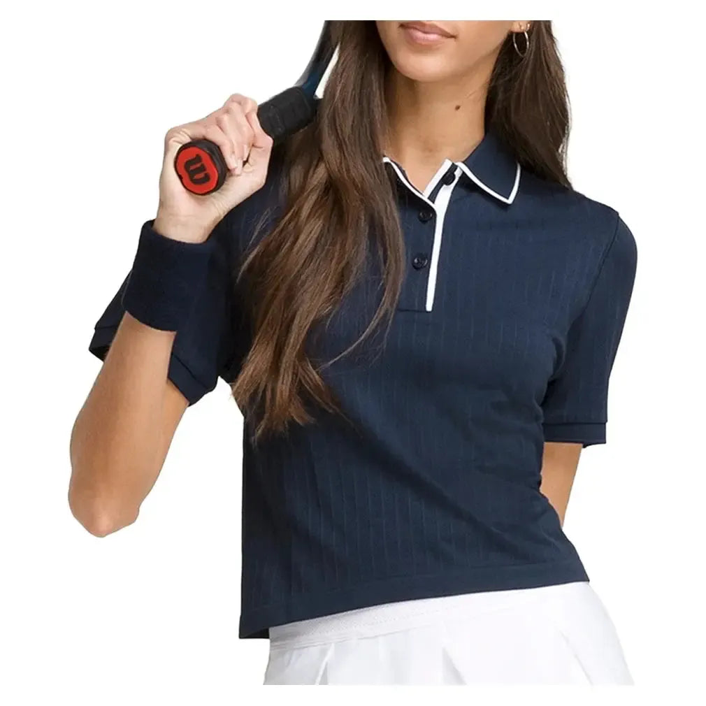 Women's Center Court Polo-Apparel-Wilson-WW00028-B-Navy-Tennis Express