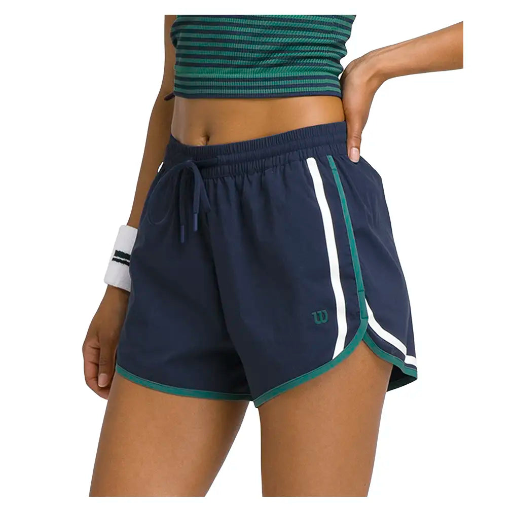 Women's Ellyn Tennis Short Classic Navy and Field Green-Apparel-Wilson-WW00301511DBC-S25-3-Tennis Express