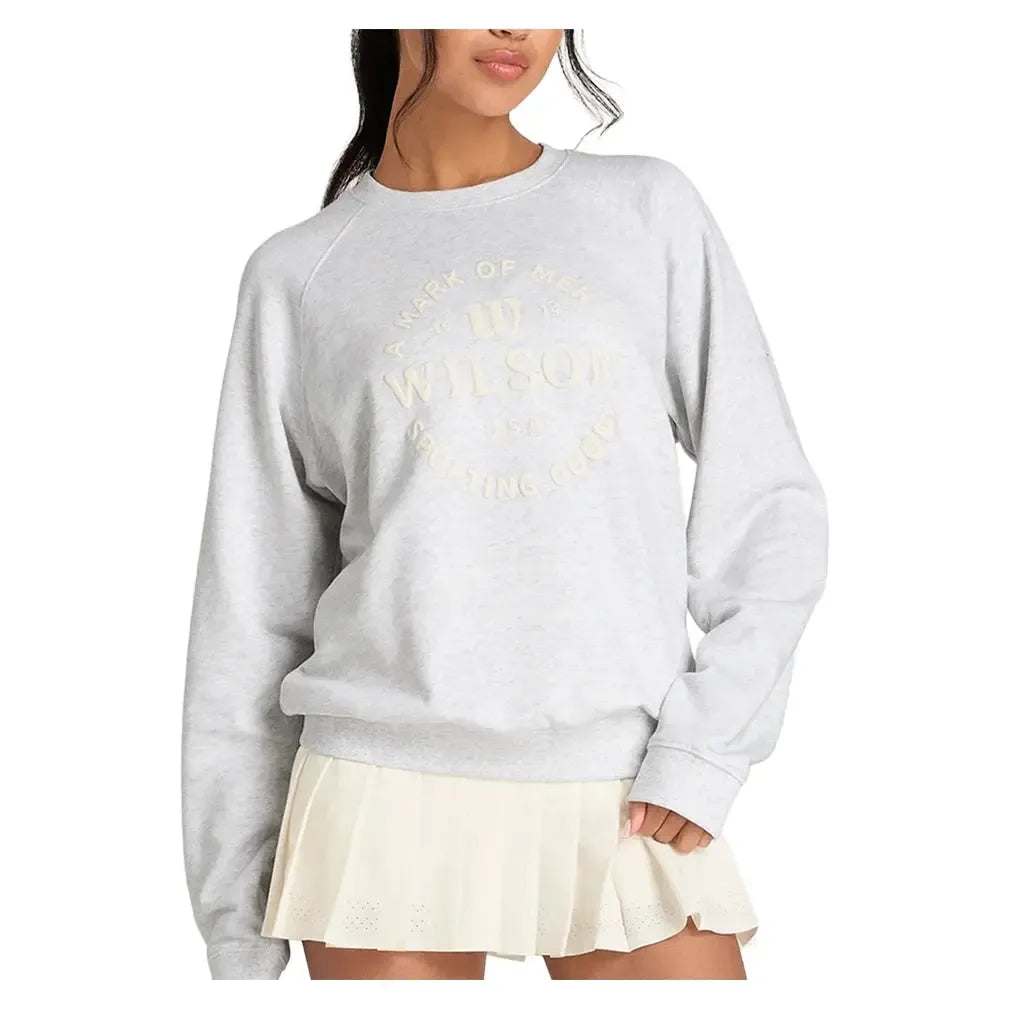 Women's Classic Crew Tennis Sweatshirt Cloud Heather-Apparel-Wilson-WW00562531-MGVF25-Tennis Express