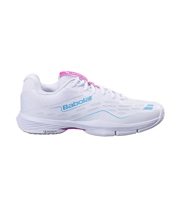 Padel Shoes Babolat Sensa Rise Mujer White/Rhodamine Red 2025